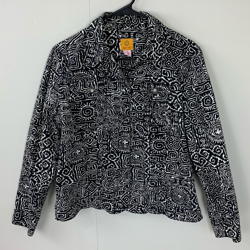 Rudy Rd Womens Black & White Blazer Size 12